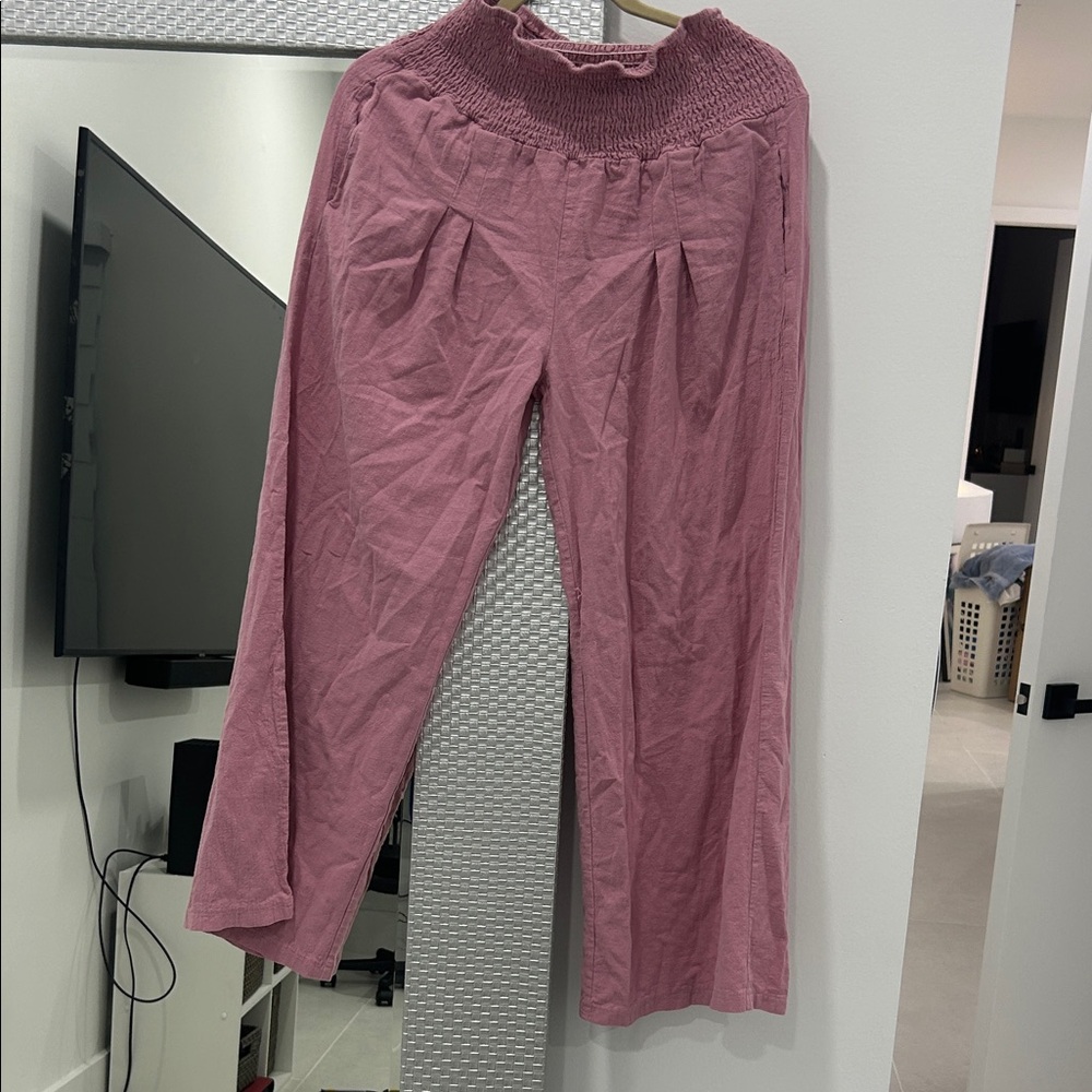Pink Wide-Leg Pants